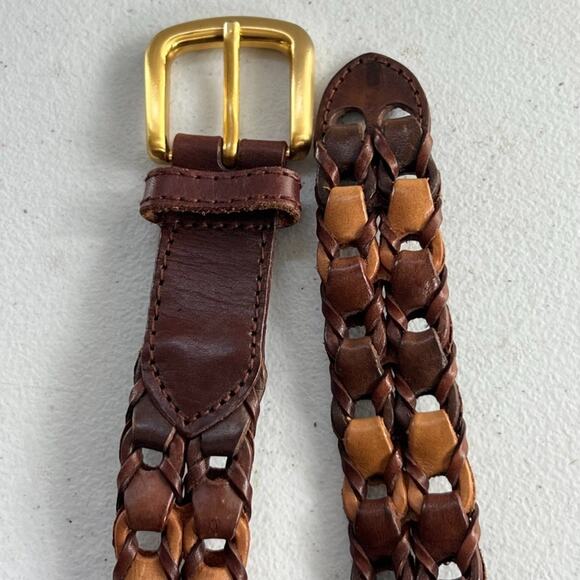 Talbots Womens Belt Brown Tan Braided Leather 90\'s Size Large main image 6